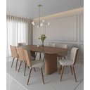 Ver imagem 1 de Kit 2 Cadeiras de Cozinha Dakota Natural Mesa de Jantar Bouclé 3 Bege Pu Off White