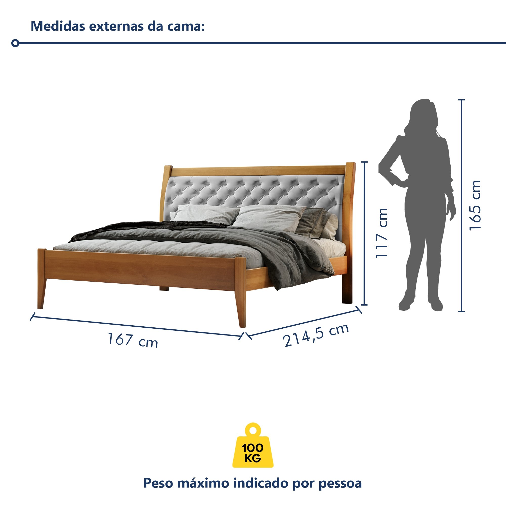 Cama Casal Queen 160cm Vivare - 6