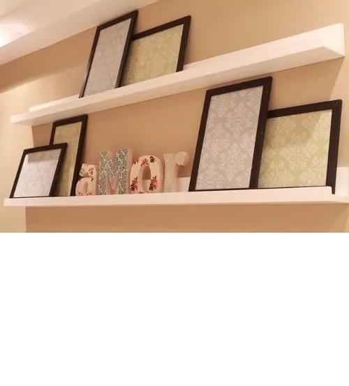 Combo 2 Prateleiras Porta Quadro Branco Mdf 90 Cms