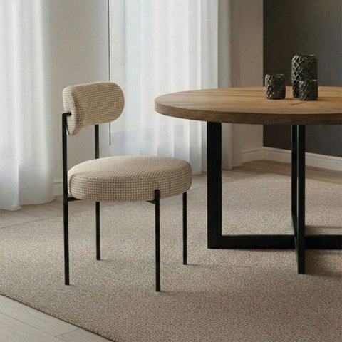 Cadeira Sala de Jantar Margara Base em Aço Preto Napoli Impermeável D03 - D'Rossi