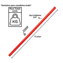 Kit Cavadeira Trado 08pol Cabo Aço Carbono e 03 Extensor - 4