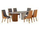 Ver imagem 1 de Conjunto Sala de Jantar Mesa Orgânica 200cm 6 Cadeiras Belle com Tampo Vidro Cinamomo/Off White/Sint