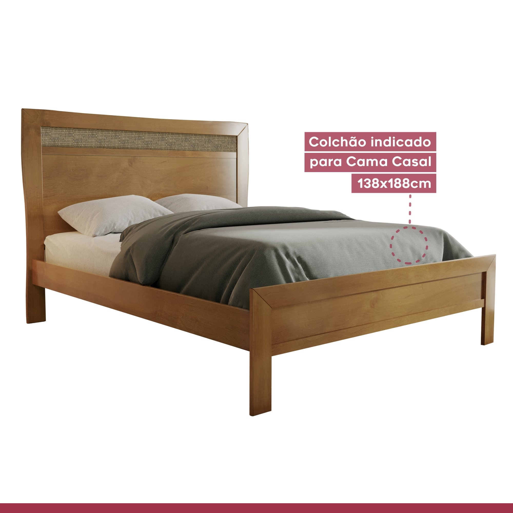 Cama Casal 148,5cm com Ratam Império  - 3