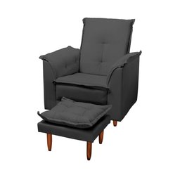 Poltrona Relaxante para Idosos Luna com Puff Suede Cinza Liso Tana Decor Newbelle Decor - 4