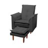 Poltrona Relaxante para Idosos Luna com Puff Suede Cinza Liso Tana Decor Newbelle Decor - 4