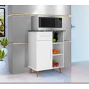 Ver imagem 1 de Móvel de Cozinha Cristal Balcão C/ Fruteira C/ e Nicho Micro-ondas Branco Marmorizado