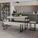 Ver imagem 2 de Mesa de Jantar com 2 Bancos e 2 Banquetas Industrial Tub Snow / Est.preta