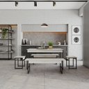 Ver imagem 3 de Mesa de Jantar com 2 Bancos e 2 Banquetas Industrial Tub Snow / Est.preta