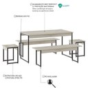 Ver imagem 5 de Mesa de Jantar com 2 Bancos e 2 Banquetas Industrial Tub Snow / Est.preta
