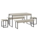 Ver imagem 1 de Mesa de Jantar com 2 Bancos e 2 Banquetas Industrial Tub Snow / Est.preta
