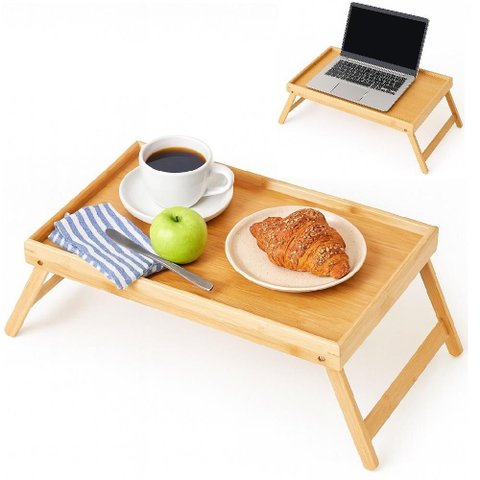Bandeja Mesa Notebook Bambu Dobravel Rustica Apoio Madeira Cafe da Manha Cama Sofa Suporte Home Offi