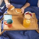 Ver imagem 5 de Bandeja Mesa Notebook Bambu Dobravel Rustica Apoio Madeira Cafe da Manha Cama Sofa Suporte Home Offi