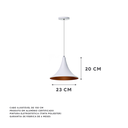 Ver imagem 2 de kit 3 Lustre Pendente Interno Balcão Chapéu Chines 23cm: Branco com Cobre