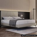 Ver imagem 1 de Cama Casal com Cabeceira 145cm Pés Metálicos Elisa S05 Linho Bege - Mpozenato