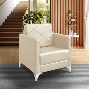 Poltrona Helena Decorativa Clinica Recepção Corino:bege