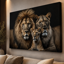 Ver imagem 2 de Quadro Decorativo Leão Família Filhote Sala em Canvas 130x90