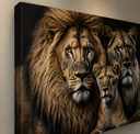 Ver imagem 3 de Quadro Decorativo Leão Família Filhote Sala em Canvas 130x90