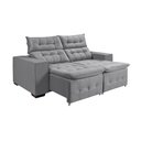Ver imagem 2 de Kit Sofá Retratil Reclinável Bari 1,90 Pillow Mais Poltrona Florença em Veludo Cinza