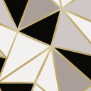Ver imagem 2 de Papel de Parede Adesivo Geométrico Triângulo Zara Preto, Branco e Dourado