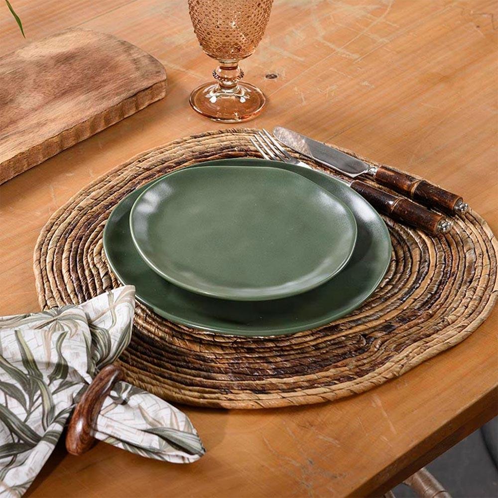 Prato Raso Organic Cerâmica Avulso Mesa de Jantar Decoração - 2