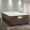 Cama Box Casal Colchão Molas Flora Gazin + Box Sintético 52x138x188 Marrom - 2
