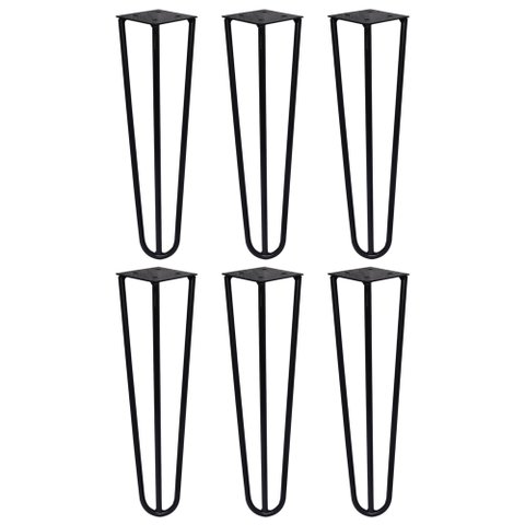 Kit 6 Pés de Metal 25 CM Hairpin Legs Mesas de Centro Puffs Preto