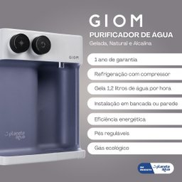 Purificador de Água Natural, Gelada e Alcalina Giom - 220v- Código 7003 B/c (branco /chumbo) - 2