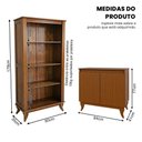 Ver imagem 2 de Conjunto Livreiro Luiz Xv com Aparador Buffet Monterrey Retrô 2 Portas Madeira Maciça Castanho