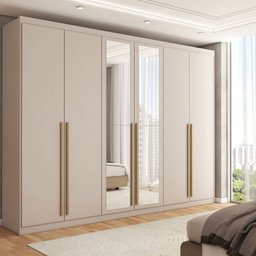 Guarda-roupa Casal Córdoba 6 Portas 6 Gavetas 100% Mdf com Espelho - Panorama Móveis - 1 Guarda-roupa Casal Córdoba 6 Portas 6 Gavetas 100% Mdf com Espelho - Panorama Móveis - 1
