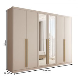 Guarda-roupa Casal Córdoba 6 Portas 6 Gavetas 100% Mdf com Espelho - Panorama Móveis - 4 Guarda-roupa Casal Córdoba 6 Portas 6 Gavetas 100% Mdf com Espelho - Panorama Móveis - 4
