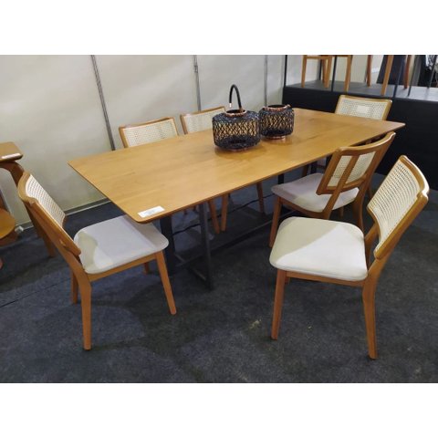 Sala de Jantar Base Metálica 6 Cadeiras 2,0x1,0m - Espanha - Requinte Salas