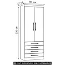Ver imagem 2 de Guarda Roupa Modulado 90cm 2 Portas 4 Gavetas Delphi Avelã/grey L01 - Mpozenato