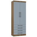 Ver imagem 1 de Guarda Roupa Modulado 90cm 2 Portas 4 Gavetas Delphi Avelã/grey L01 - Mpozenato