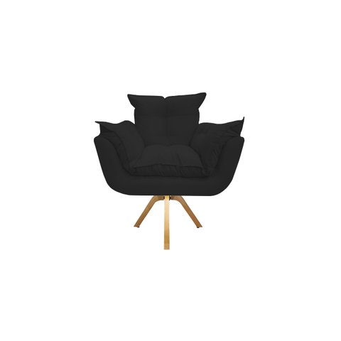 Poltrona Decorativa Opala Base Giratória Suede Preto Ms Decor