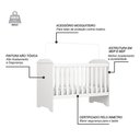 Ver imagem 4 de Berço Americano Mini Cama Mel e Cômoda Infantil Duda Branco Brilho Colchão - Phoenix Baby