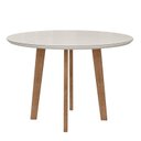 Ver imagem 1 de Mesa de Jantar Redonda Tampo Vidro 108x108 Pés Oblongo Turmalina RV Móveis Off White