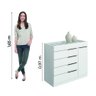 Cômoda 5 Gavetas com Porta Joias Organizador Tampo de Vidro Sevilha Aramóveis - 4