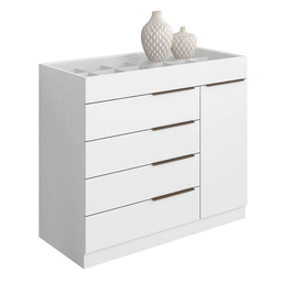 Cômoda 5 Gavetas com Porta Joias Organizador Tampo de Vidro Sevilha Aramóveis - 1
