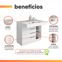 Ver imagem 5 de Cômoda 5 Gavetas com Porta Joias Organizador Tampo de Vidro Sevilha Aramóveis