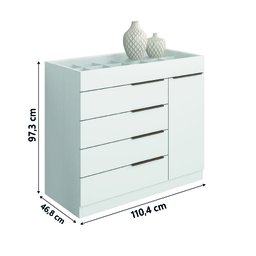 Cômoda 5 Gavetas com Porta Joias Organizador Tampo de Vidro Sevilha Aramóveis - 2