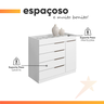 Cômoda 5 Gavetas com Porta Joias Organizador Tampo de Vidro Sevilha Aramóveis - 5