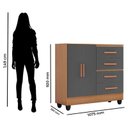 Ver imagem 2 de Cômoda Lite 4 Gavetas 2 Portas Nature Cinza – Móveis Leão