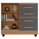 Ver imagem 3 de Cômoda Lite 4 Gavetas 2 Portas Nature Cinza – Móveis Leão