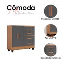 Ver imagem 4 de Cômoda Lite 4 Gavetas 2 Portas Nature Cinza – Móveis Leão