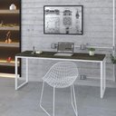 Ver imagem 2 de Mesa Kuadra Diretor 180x70x75cm Carvalho Dark - Est. Branca