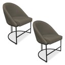 Ver imagem 1 de Kit 02 Cadeiras Poltrona de Jantar Bela Suede Marrom Rato Base Metálica Industrial Preto - Pallazio