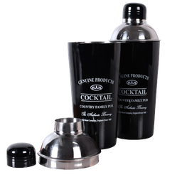 Kit Coqueteleira e Bandeja Redonda Classic Black 25x7 Aço Galvanizado Bene Casa - 1