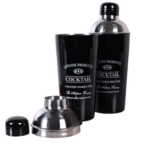 Kit Coqueteleira e Bandeja Redonda Classic Black 25x7 Aço Galvanizado Bene Casa