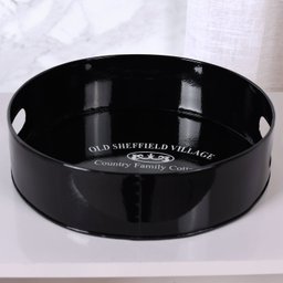 Kit Coqueteleira e Bandeja Redonda Classic Black 25x7 Aço Galvanizado Bene Casa - 4