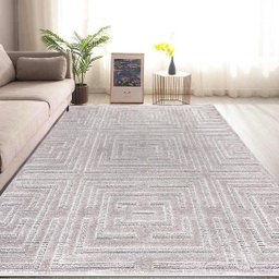 Tapete Sala 200x250 Alto Relevo Realce Eden 51 Cinza Prata - 1